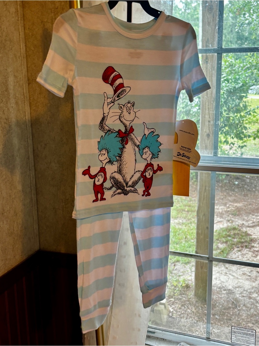 NWT Dr. Seuss Cat in the Hat Toddler Pajama Set Size 3T Blue Stripe 2 Piece